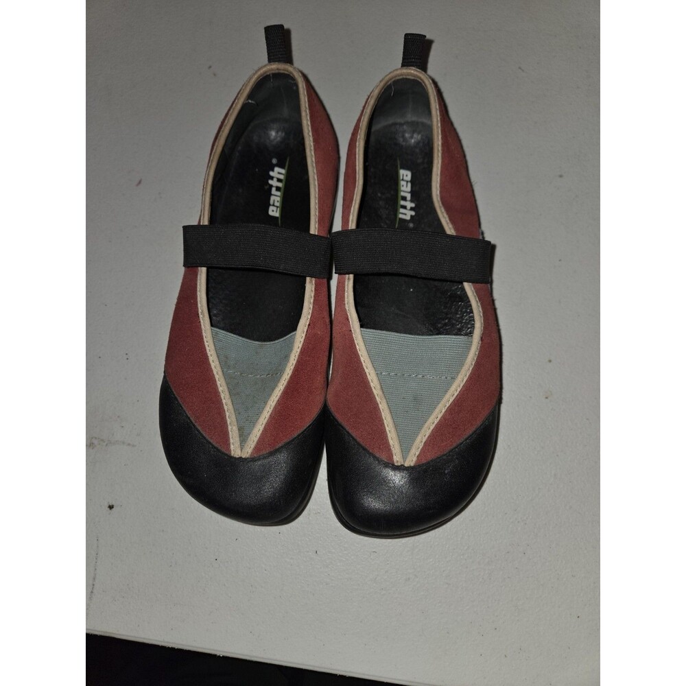 Earth Shoes Kalso Intrigue Jazzy Red Leather Suede Mary Jane Flats Women's Size